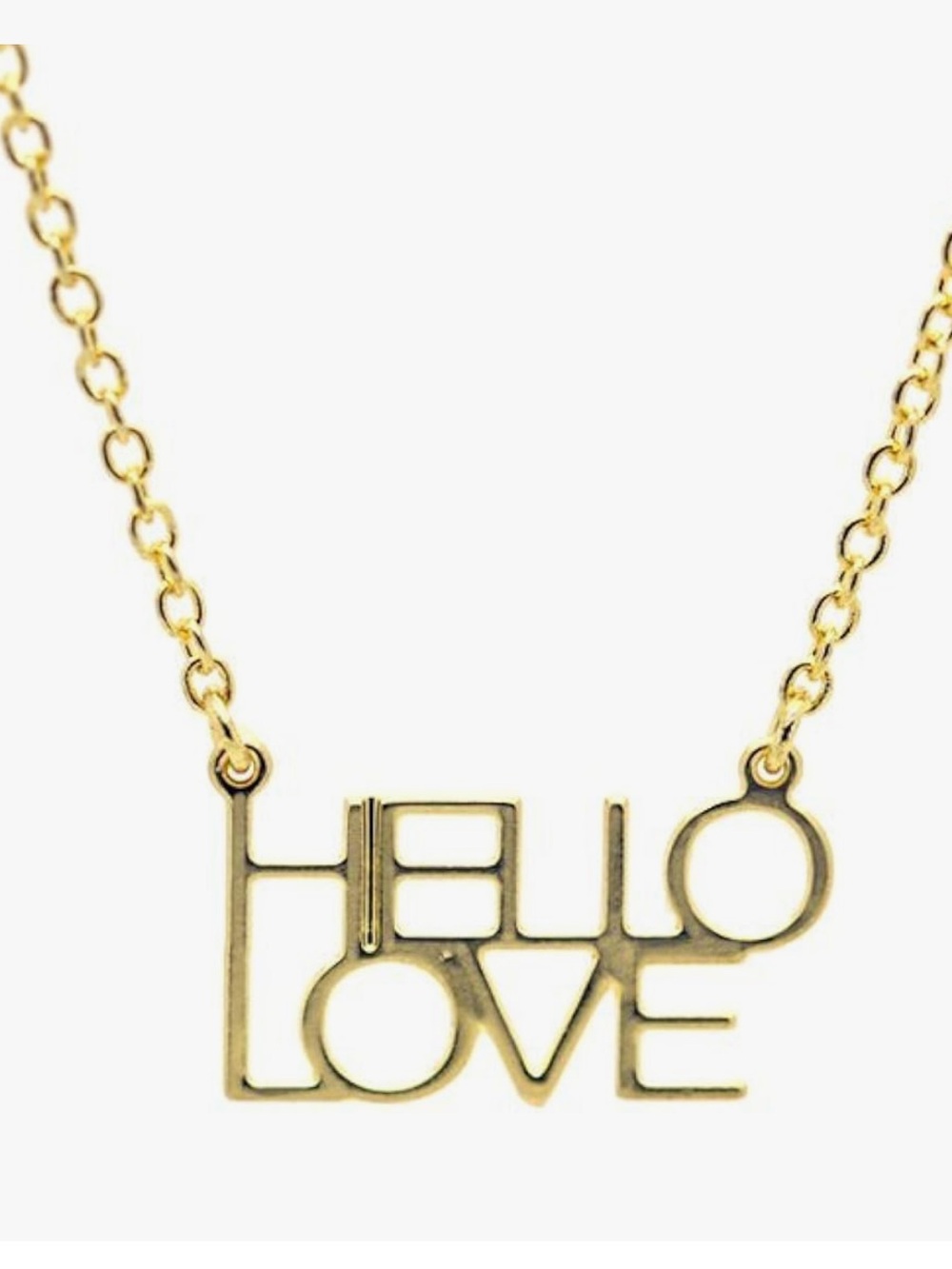 Lucky Feather "Hello Love Inspirational Strength Necklace - 14K Gold Dipped